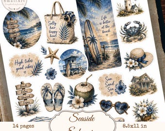 Vintage Seaside Ephemera : kit de journal des jonques nautiques (téléchargement numérique)