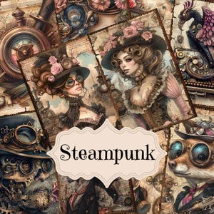 Steampunk Junk Journal Kit Victorian Junk Journal Supplies Steampunk Scrapbook Digital Pritnable Pages Shabby Chic Steampunk Backgrounds
