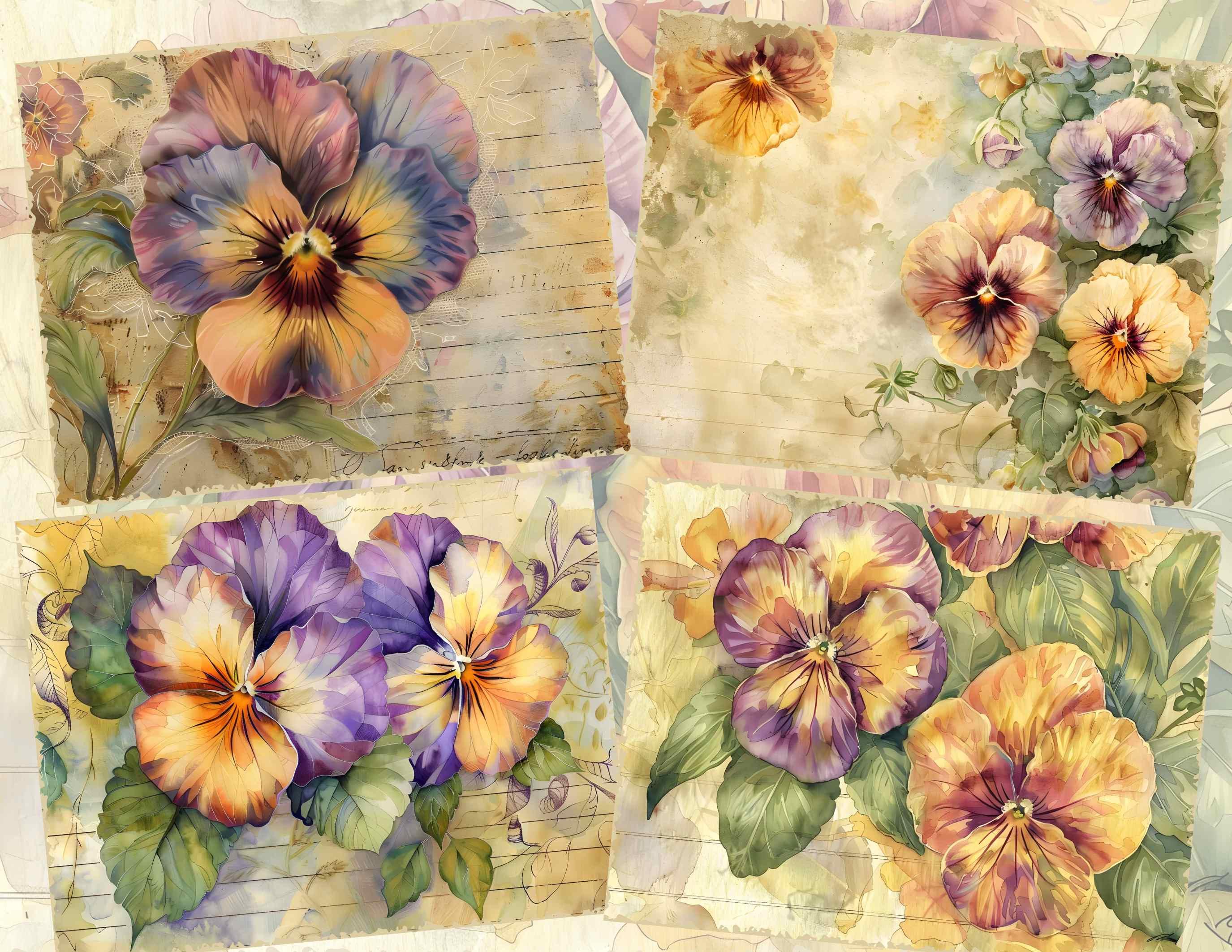 Pansy Junk Journal Printable Pages: Vintage Spring Garden (digital ...
