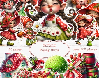Wiosenna wróżka – drobiazgowe wycinanki: wiosenne drobiazgi do scrapbookingu (pobranie cyfrowe)