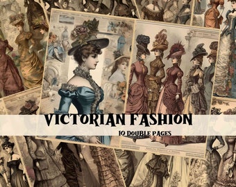 Viktorianische Mode Junk Journal Zubehör Viktorianische Ära Scrapbook Printnable Seiten Vintage Mixed Media Viktorianische Mode Shabby Chic Hintergrund