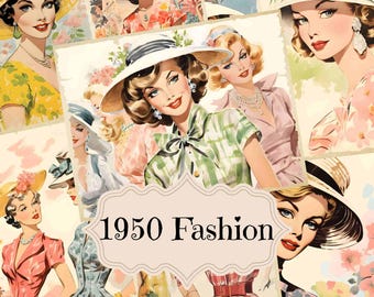 1950s Fashion Printable Pages: Vintage Spring Scrapbook (Digital Download)