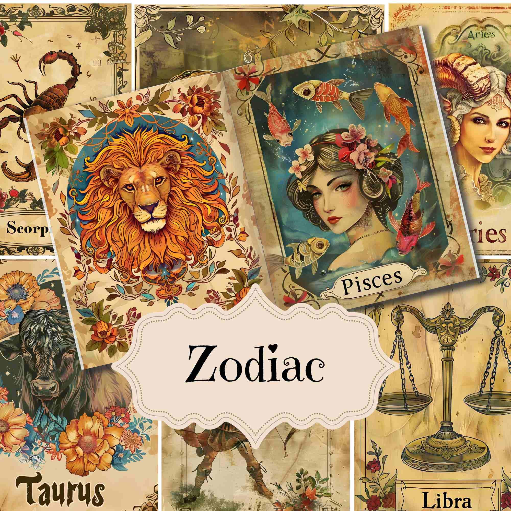 Vintage Zodiac Junk Journal Supplies Zodiac Scrapbook