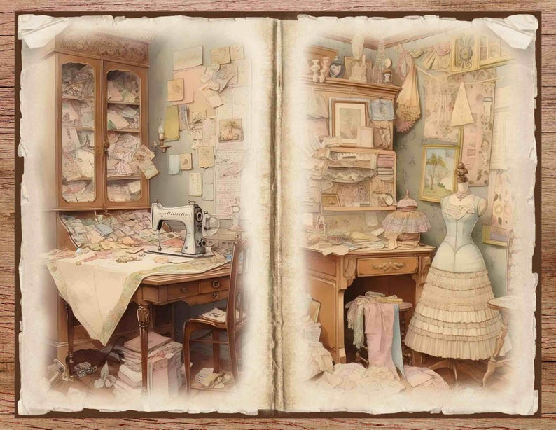 Vintage Sewing Junk Journal Kit: Shabby Chic Printable Pages (digital ...