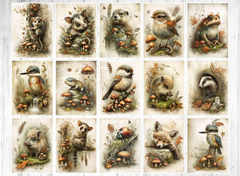 Enchanted Forest Woodland Animals Junk Journal Kit: Vintage Scrapbook ...