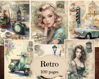 Kit de diario de recortes retro: Papel para álbumes de recortes vintage (descarga digital)
