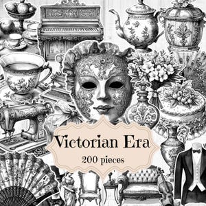 Efímeras victorianas para álbumes de recortes: imprimibles de diario shabby chic (más de 200 piezas) (descarga digital)