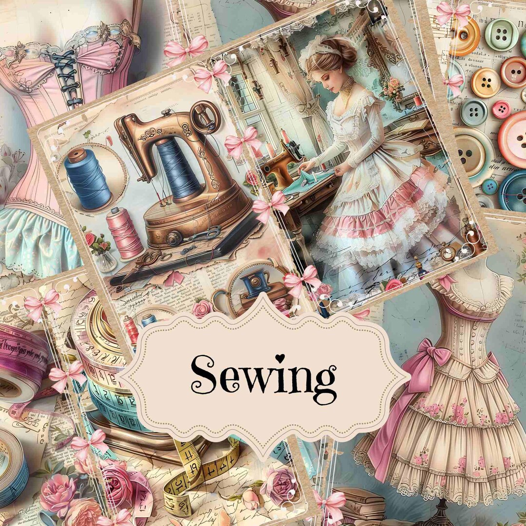 Vintage Sewing Junk Journal Kit: Shabby Chic Printable Pages (digital ...