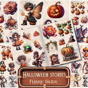 Halloween Junk Journal Supplies Halloween Characters Scrapbook Printable Collage Kit Halloween CutOuts Shabby Chic Halloween Ephemera