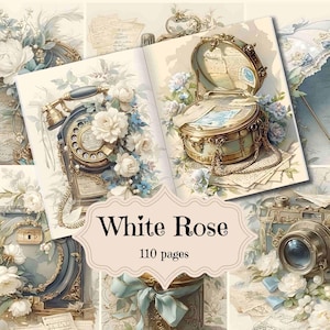 Grande pacco di forniture per diari vintage, pagine stampabili per album di ritagli vintage, sfondi primaverili vittoriani, shabby chic, tecniche miste, acquerelli
