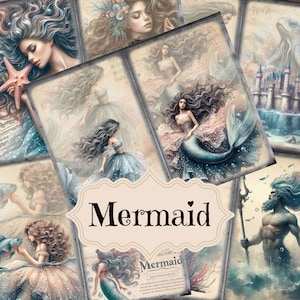 Nautical Mermaid Junk Journal Kit: Vintage Ocean Scrapbook Pages (Digital Download)