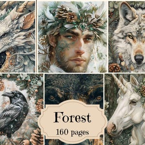 Forest Junk Journal Kit Enchanted Forest plakboekachtergronden Enchanted Forest Junk Journal levert Shabby Chic Forest afdrukbare pagina's