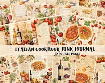 Italian Cookbook Junk Journal Kit Vintage Italy Junk Journal Supplies Italian Cookbook Scrapbook Cooking Pages Italy Shabby Chic Backgrounds