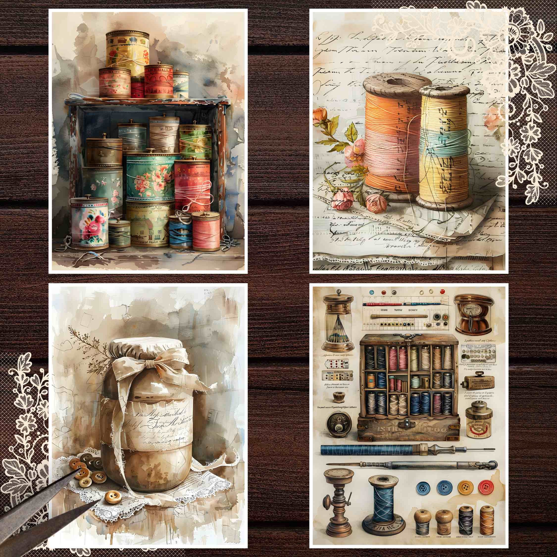 Vintage Sewing Junk Journal Kit: Shabby Chic Printable Pages (digital ...