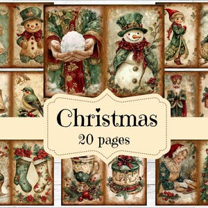 Vintage Christmas Scrapbook Paper: Shabby Chic Junk Journal (Digital Download)