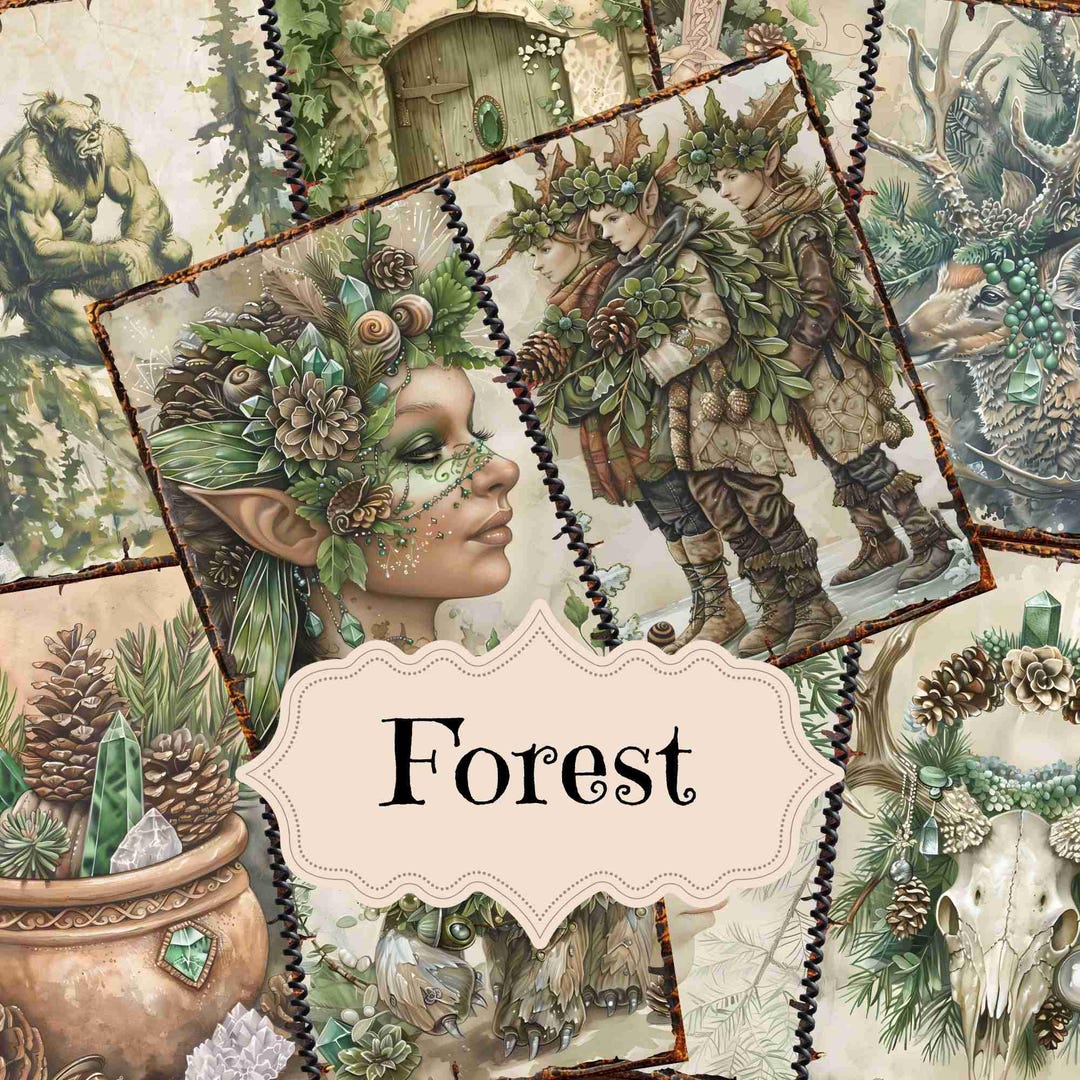 Enchanted Forest Junk Journal Kit: Vintage Scrapbook Paper (digital ...