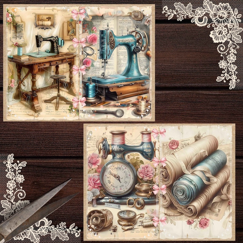 Vintage Sewing Junk Journal Kit: Shabby Chic Printable Pages (digital ...
