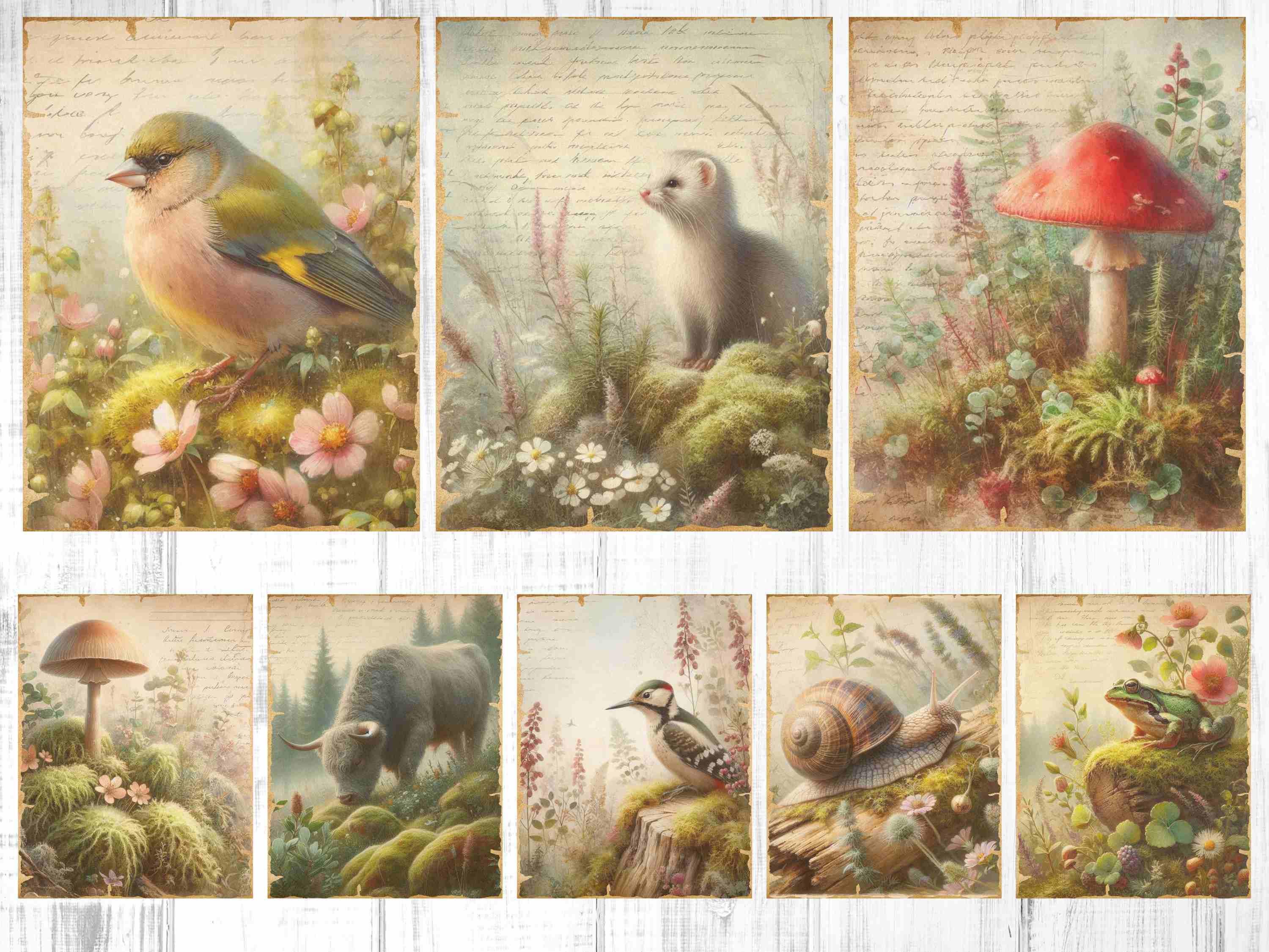 Enchanted Forest Woodland Animals Junk Journal Kit: Vintage Scrapbook ...