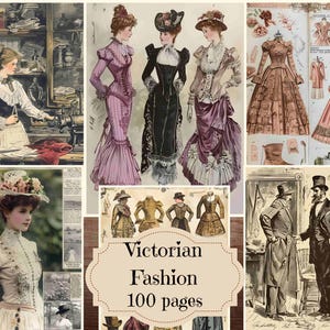 Victoriaanse mode junk journal benodigdheden Victoriaanse tijdperk plakboek bedrukbare pagina's vintage mixed media Victoriaanse mode shabby chique achtergrond