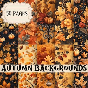 Watercolor Autumn Backgrounds: Shabby Chic Junk Journal Pages (Digital Download)