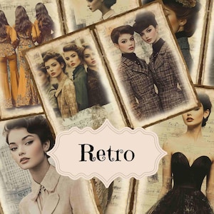 Retro mode junk journal benodigdheden vintage plakboek bedrukbare pagina's vintage foto's modeshow retro foto's shabby chic retro achtergrond