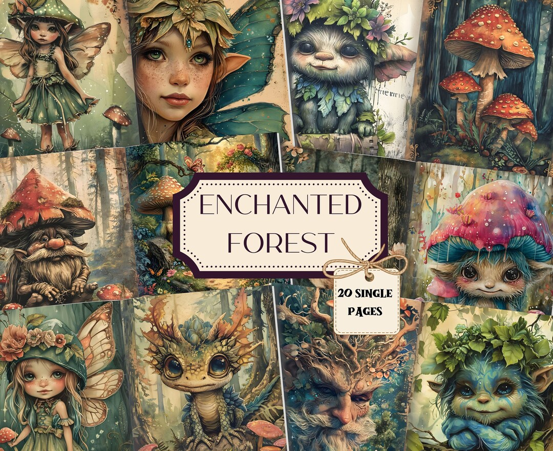 Junk Journal Kit Enchanted Forest Scrapbook Digital Paper Enchanted ...