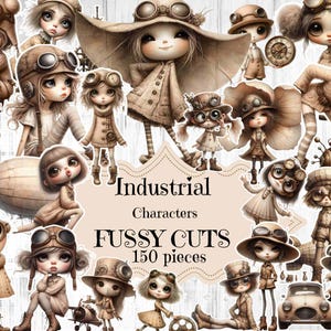 Steampunk Characters Fussy Cuts: Vintage Ephemera Kit (Digital Download)