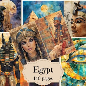 Oude Egypte Junk Journal Kit Oude Egypte Plakboek Digitale bedrukbare pagina's Oude Egypte Junk Journal levert Shabby Chic Achtergronden