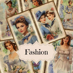 Suministros para diario basura de mujer victoriana Álbum de recortes de moda victoriana Fondos victorianos imprimibles dobles Páginas imprimibles de estilo shabby chic para bodas