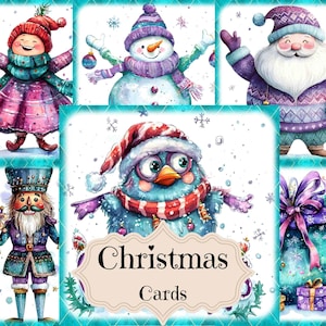 Suprimentos para diário de Natal em turquesa Scrapbook de Natal Cartões digitais para impressão Natal Shabby Chic Ephemera Fundos de Natal