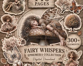 Printable Autumn Fairy Junk Journal Kit: Fall Printable Ephemera, Fussy Cuts (Digital Download)