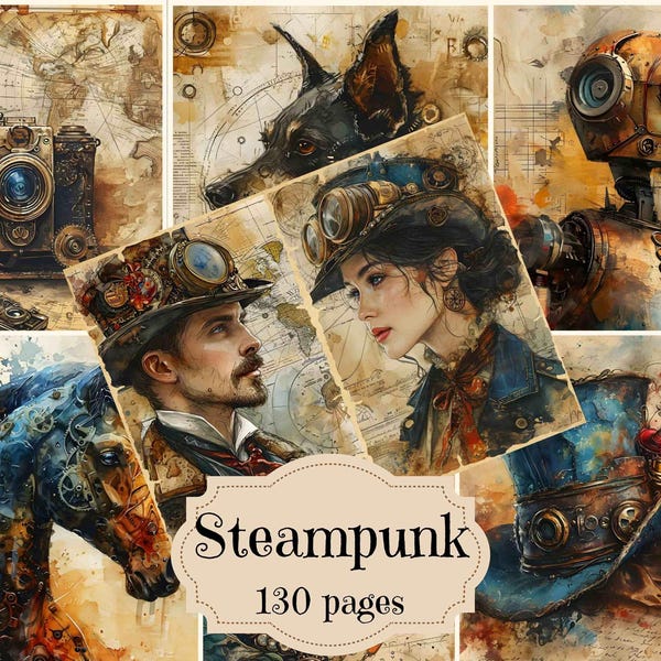Vintage Steampunk Digital Journal Kit: Shabby Chic Printable Pages (Digital Download)