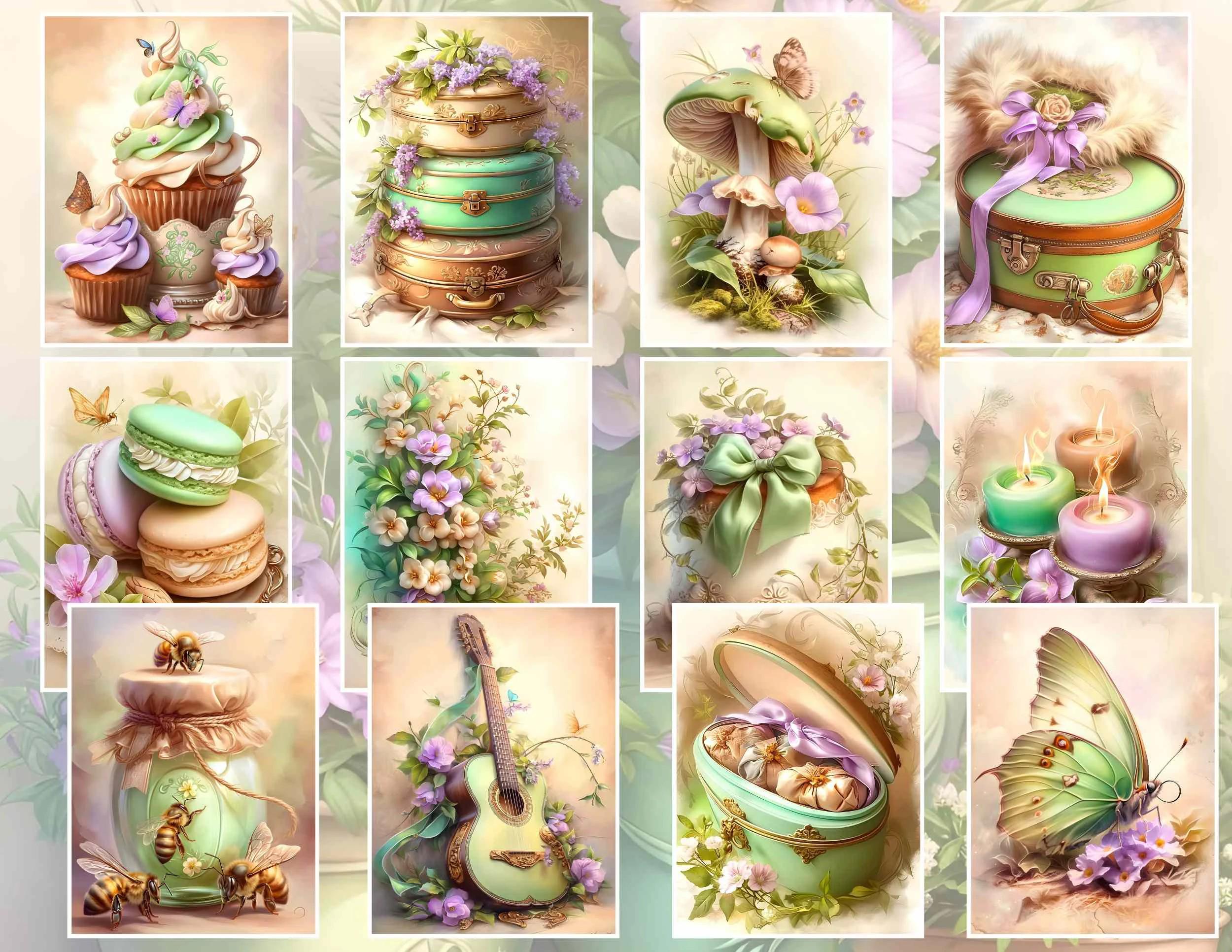 Spring Garden Junk Journal Kit: Shabby Chic Floral Pages (digital ...