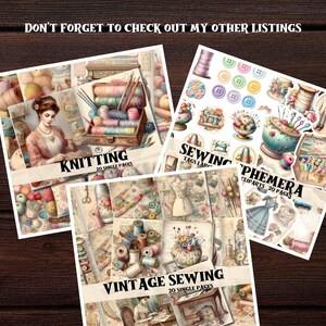 Vintage Sewing Junk Journal Kit Sewing Scrapbook Digital Printable ...