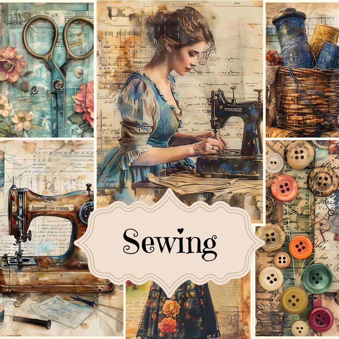 Vintage Sewing Junk Journal Kit: Shabby Chic Printable Pages (digital ...