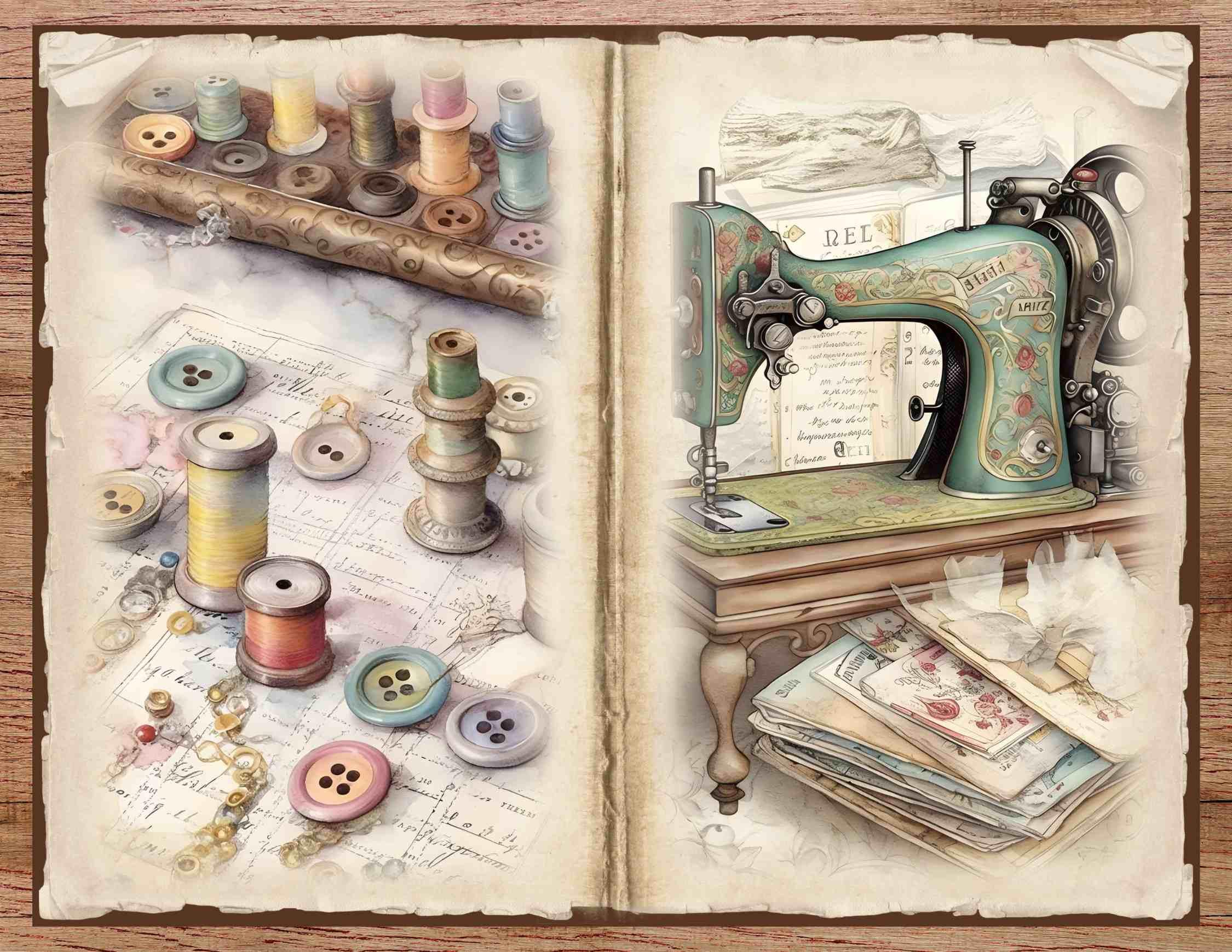 Vintage Sewing Junk Journal Kit: Shabby Chic Printable Pages (digital ...
