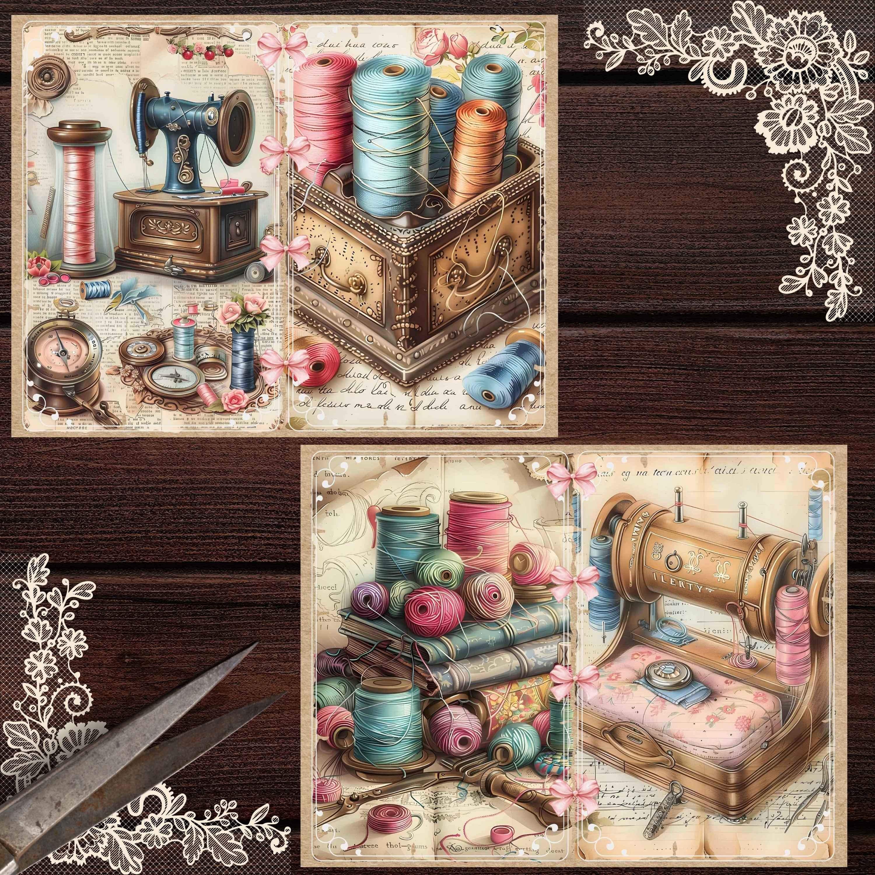 Vintage Sewing Junk Journal Kit: Shabby Chic Printable Pages (digital ...