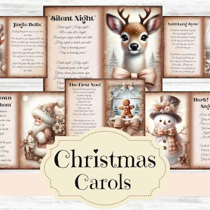 Forniture per diario di Natale Junk Vintage Shabby Chic Canti natalizi Album di ritagli Forniture digitali Sfondo natalizio stampabile