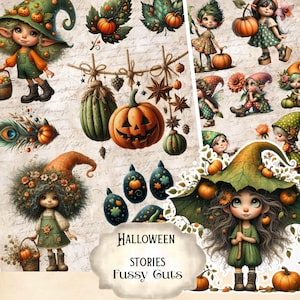Halloween Junk Journal Kit Printable Ephemera Scrapbook Collage Sheets Halloween Cutouts Shabby Chic Halloween Characters