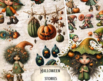 Kit de diário vintage de Halloween: itens efêmeros para impressão, colagem de scrapbook (download digital)