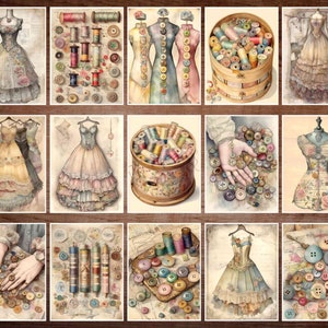 Vintage Sewing Junk Journal Kit Sewing Scrapbook Digital Printable ...