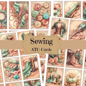 Vintage Sewing Junk Journal Supplies Sewing Ephemera Sewing Scrapbook  Printable Sewing Cards Sewing Shabby Chic ATC Cards