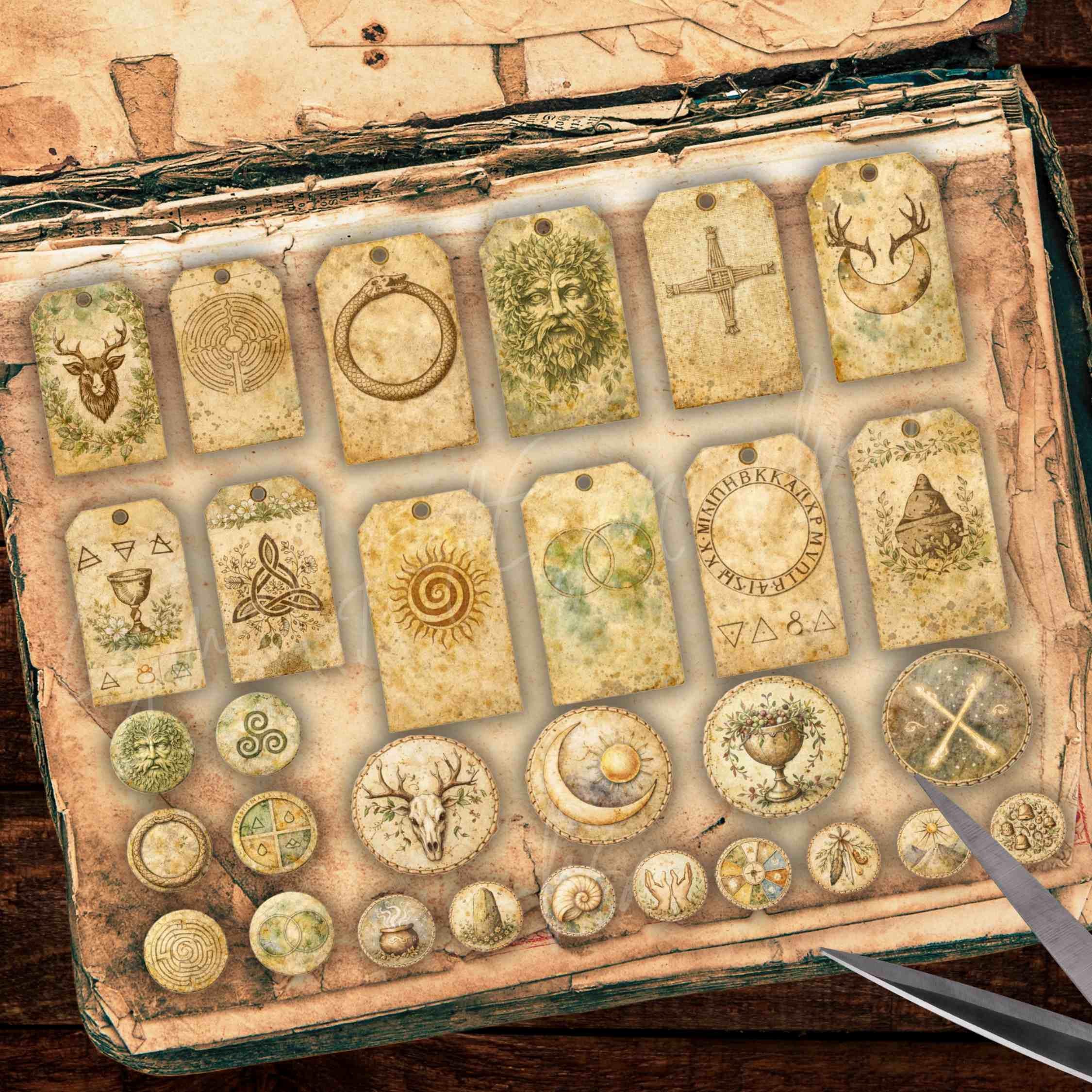 Witchcraft Junk Journal Kit: Vintage Sacred Pagan Scrapbook Paper ...