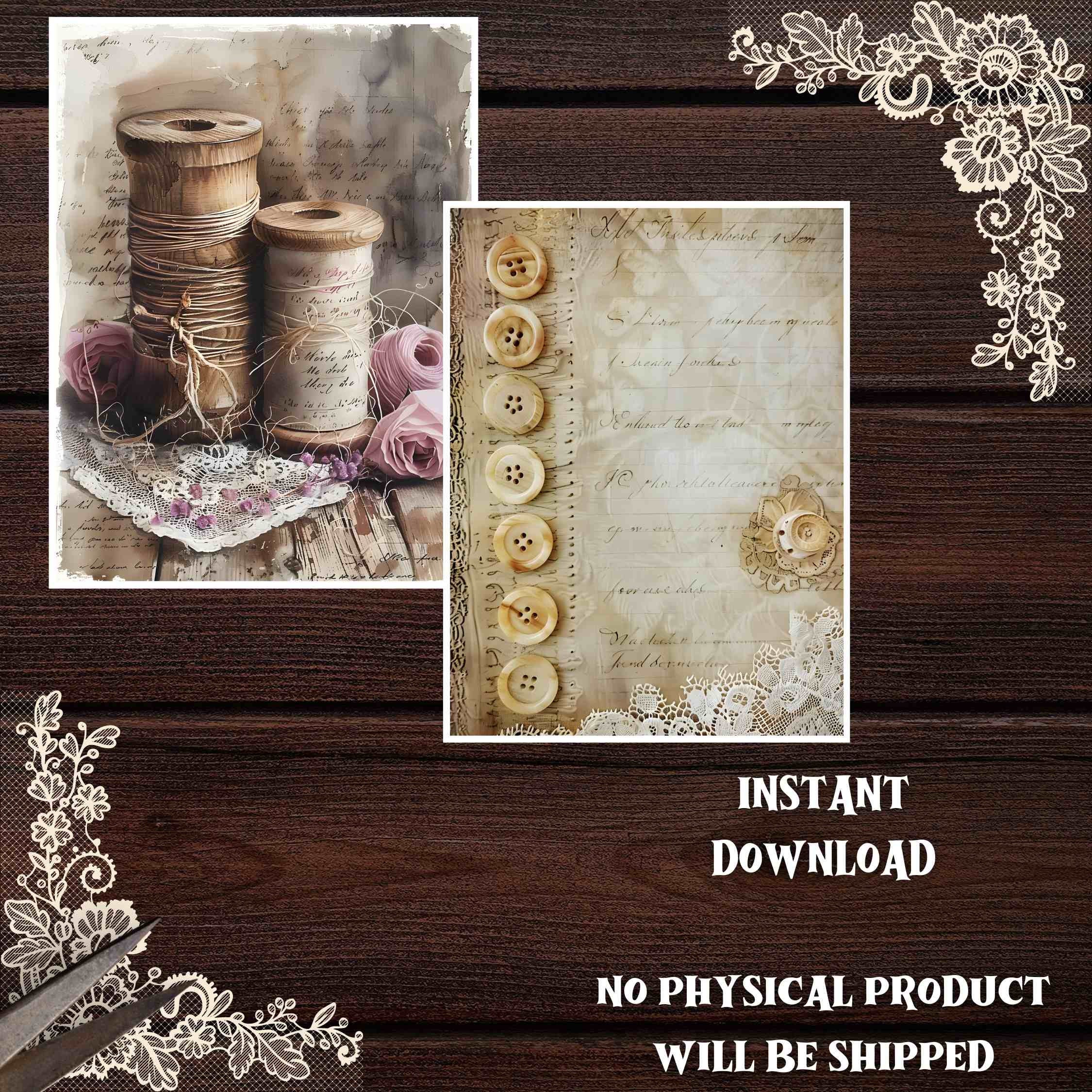 Vintage Sewing Junk Journal Kit Sewing Scrapbook Digital Printable ...