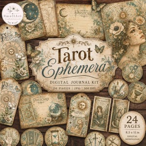 Vintage Tarot Junk Journal Kit: Shabby Chic Tarot Scrapbook Papier (Digitaler Download)