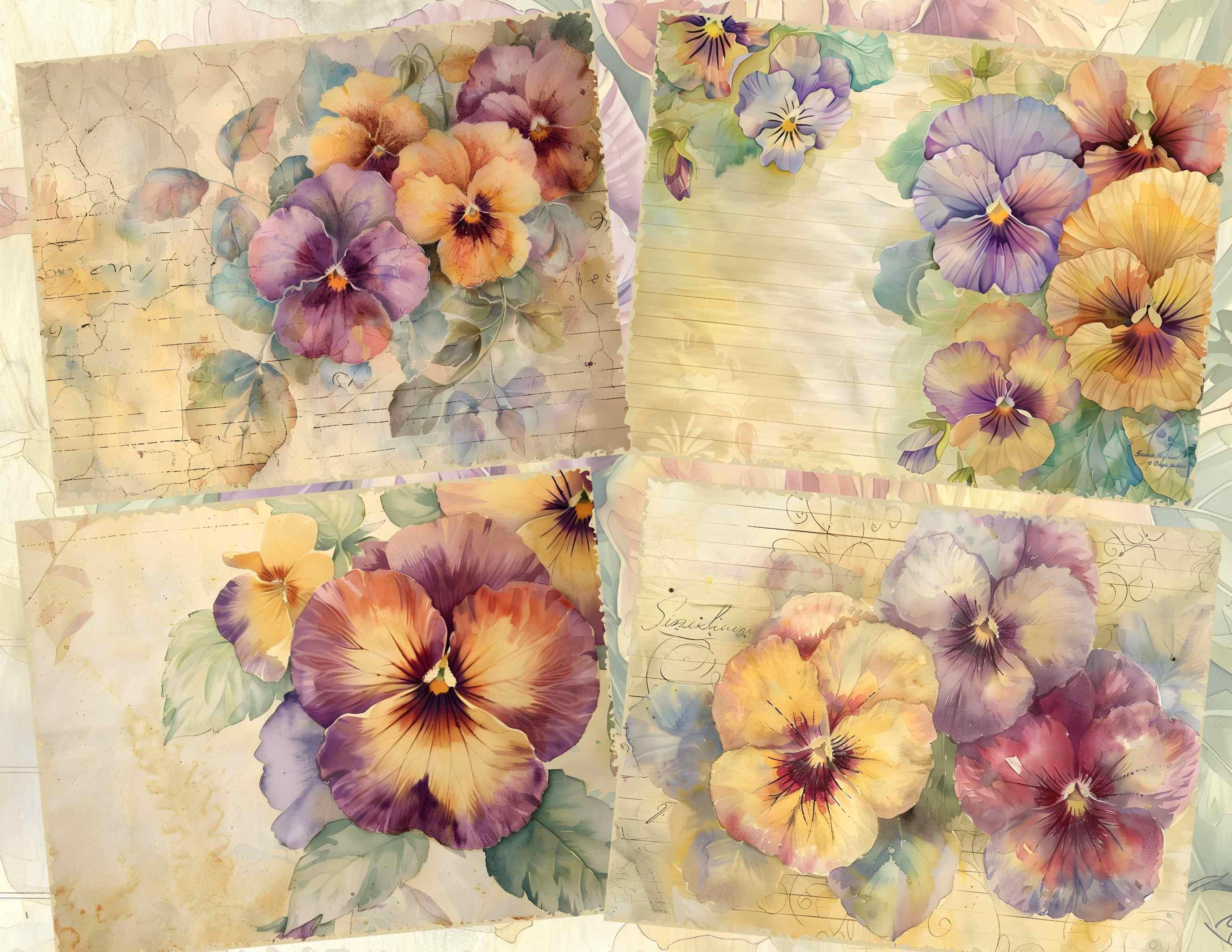 Pansy Junk Journal Printable Pages: Vintage Spring Garden (digital ...