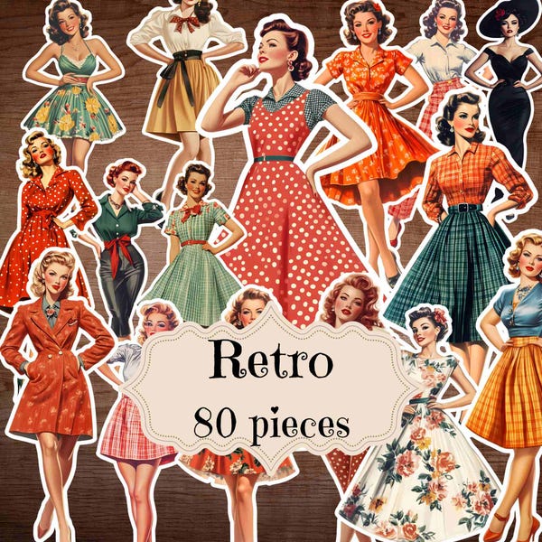 1950s Fashion Ephemera: Vintage Scrapbook Cutouts (Digital Download)