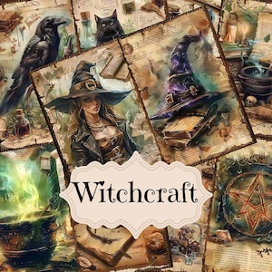 Kit per diario spazzatura Witchkraft, carta per album di ritagli di pozioni vintage, forniture per diario spazzatura Witchkraft, sfondi shabby chic Witchkraft