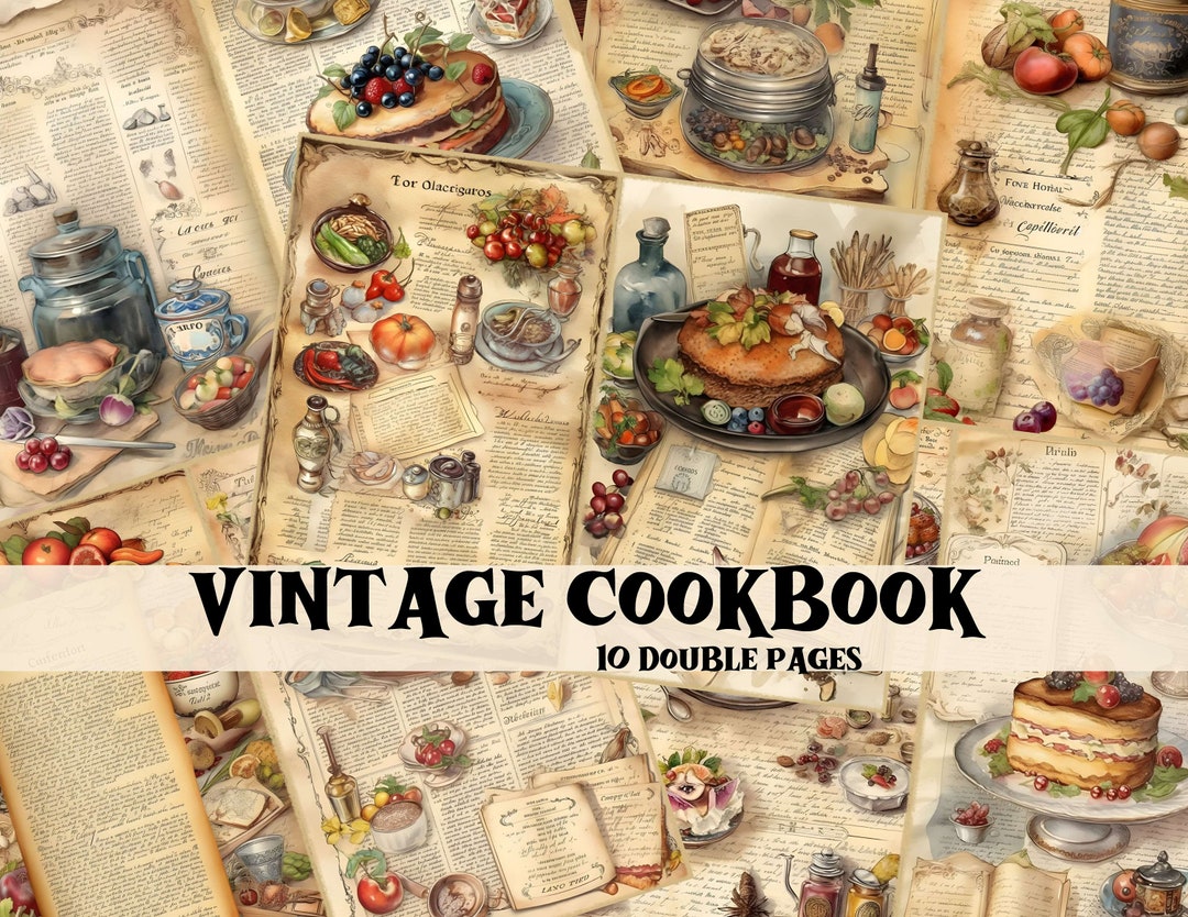 Vintage Cookbook Junk Journal Kit Old Recipe Vintage Cookbook Junk