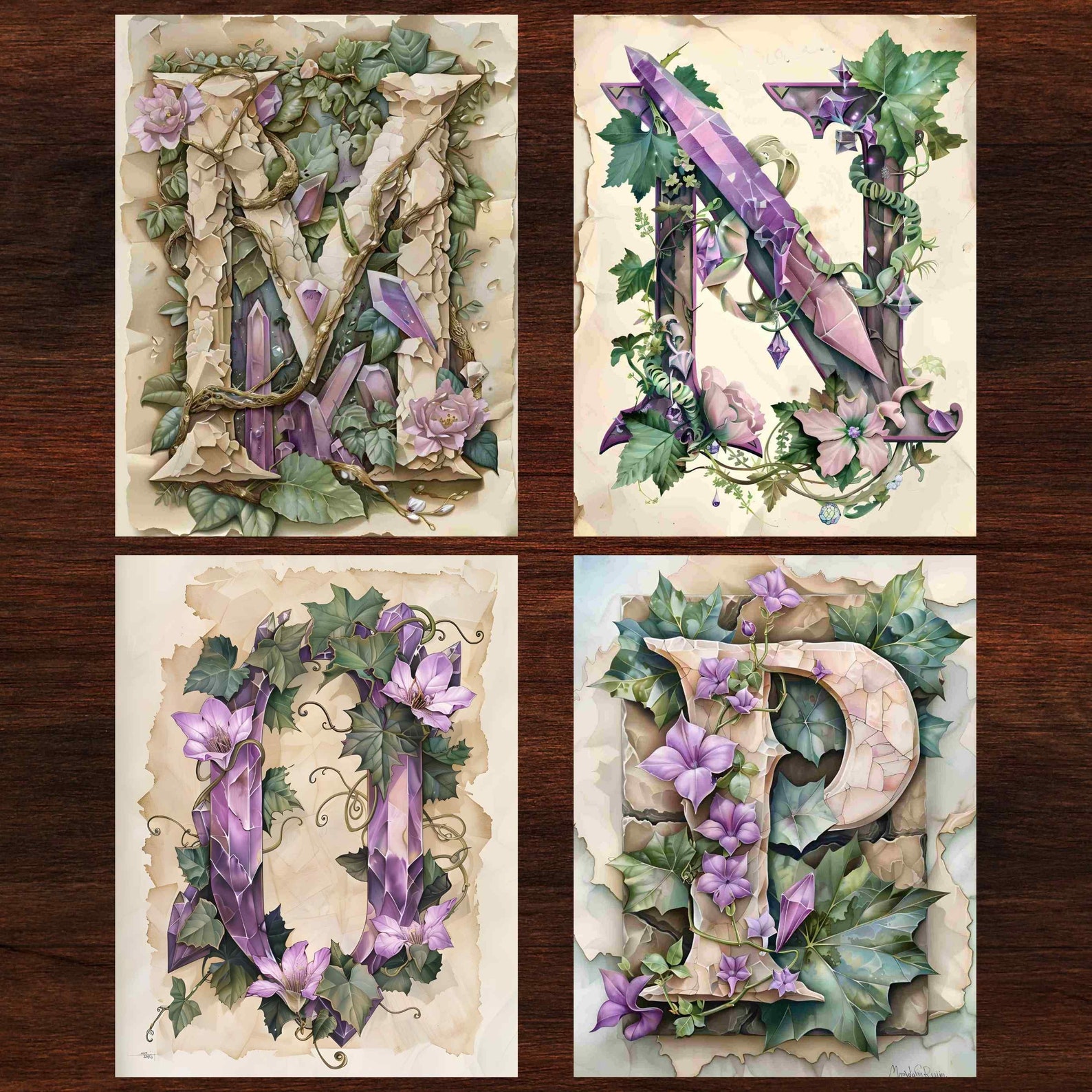 Alphabet Junk Journal Kit Enchanted Alphabet Scrapbook Digital Paper ...
